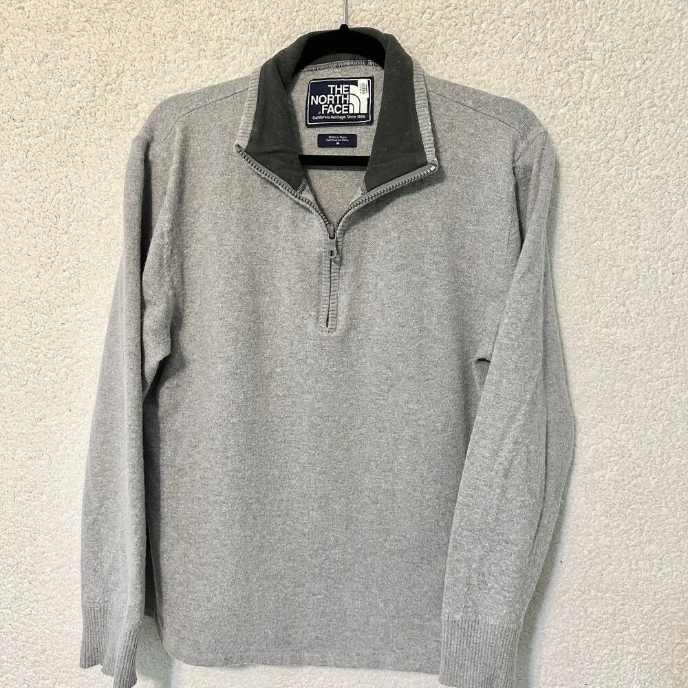 The North Face Mens‎ 1/4 Zip Pullover Thin Sweater Size M Gray.